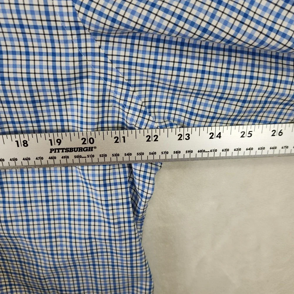 Ralph Lauren Mens L Blue Check Oxford Shirt Classic Fit‎ Long Sleeve Polo Logo